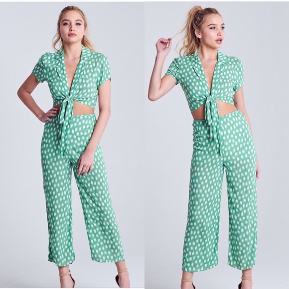 Mint Green Open Tie 2 Piece Set - Picture 2 of 6
